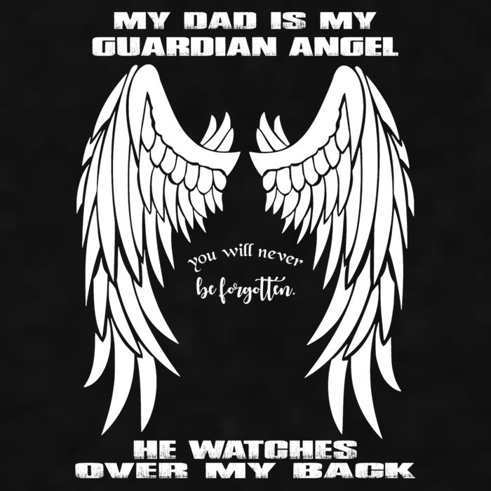My Dad Is My Guardian Angel - Text on Back Ladies PosiCharge Tri-Blend Wicking Tank