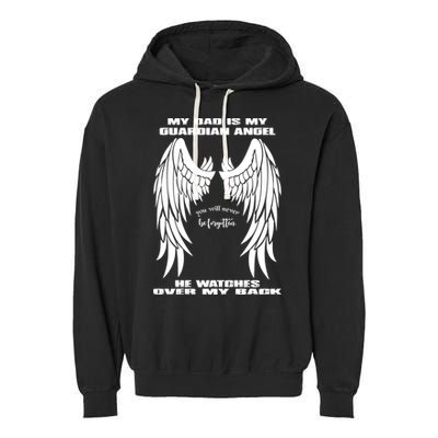 My Dad Is My Guardian Angel - Text on Back Garment-Dyed Fleece Hoodie