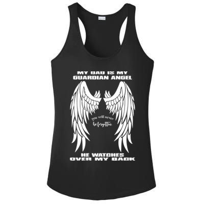 My Dad Is My Guardian Angel - Text on Back Ladies PosiCharge Competitor Racerback Tank