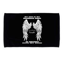 My Dad Is My Guardian Angel - Text on Back Microfiber Hand Towel