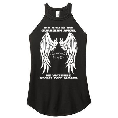My Dad Is My Guardian Angel - Text on Back Women's Perfect Tri Rocker Tank