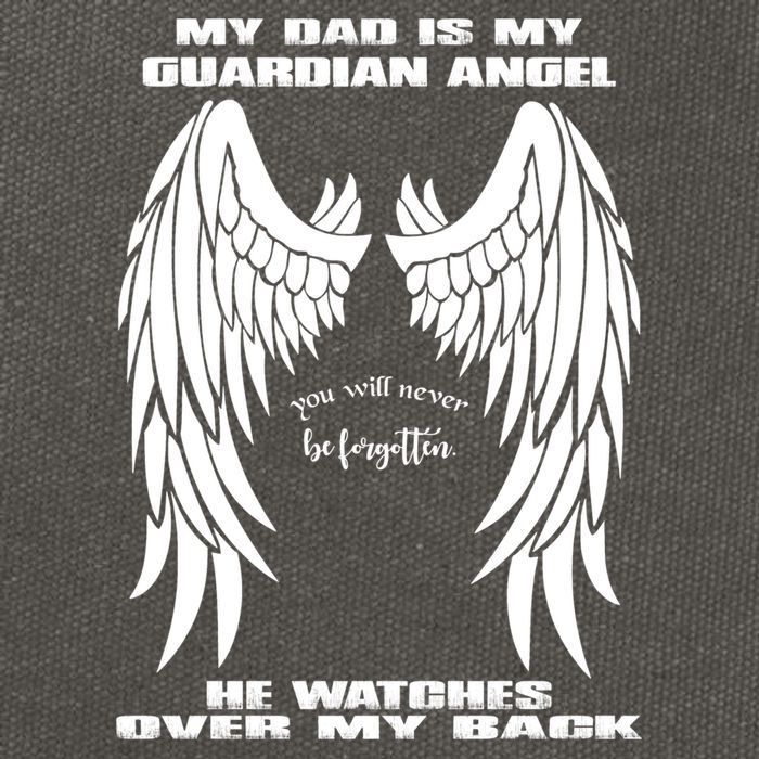 My Dad Is My Guardian Angel - Text on Back Cotton Canvas Backpack