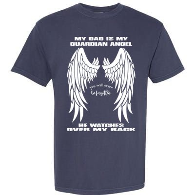 My Dad Is My Guardian Angel - Text on Back Garment-Dyed Heavyweight T-Shirt