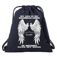 My Dad Is My Guardian Angel - Text on Back Drawstring Bag