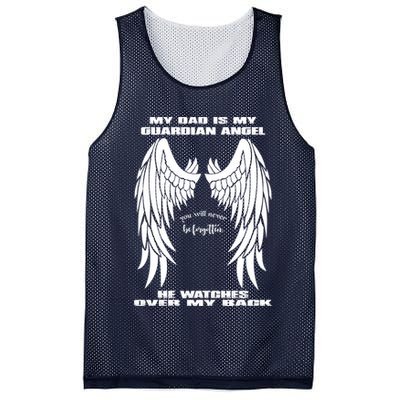My Dad Is My Guardian Angel - Text on Back Mesh Reversible Basketball Jersey Tank