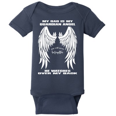 My Dad Is My Guardian Angel - Text on Back Baby Bodysuit