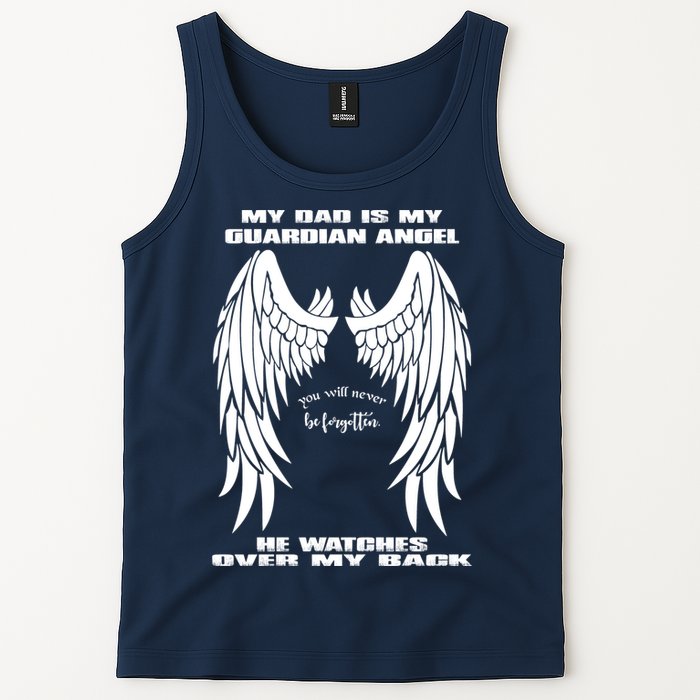 My Dad Is My Guardian Angel - Text on Back Tank Top