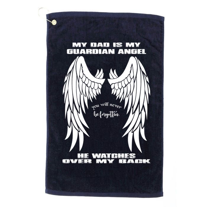 My Dad Is My Guardian Angel - Text on Back Golf Towel