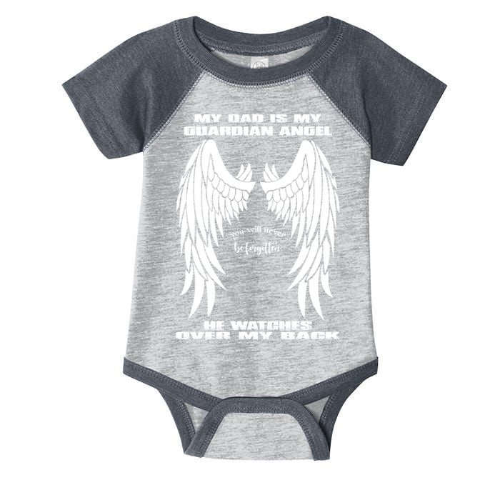 My Dad Is My Guardian Angel - Text on Back Infant Baby Jersey Bodysuit