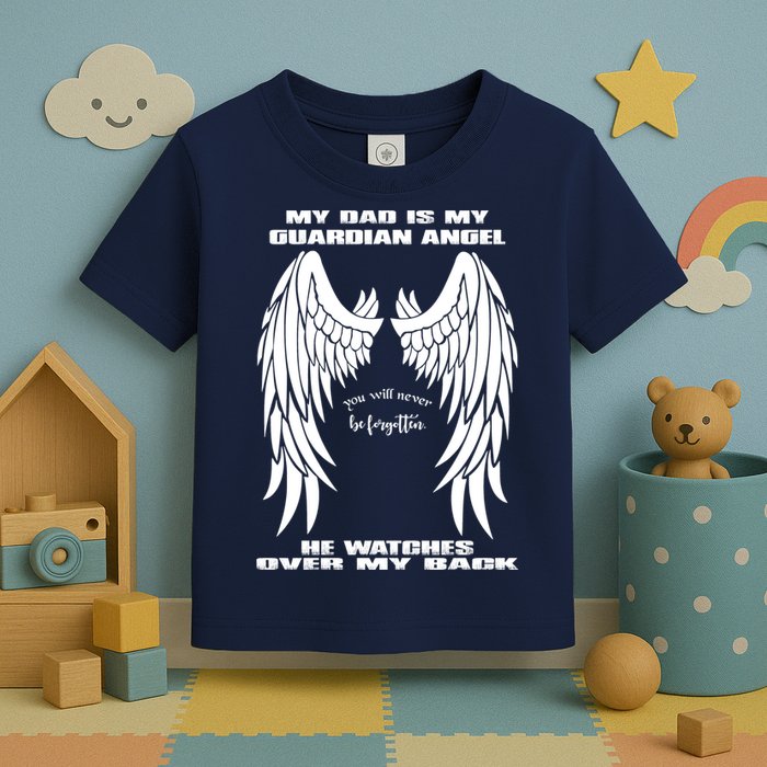 My Dad Is My Guardian Angel - Text on Back Toddler T-Shirt