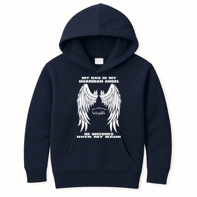 My Dad Is My Guardian Angel - Text on Back Kids Hoodie