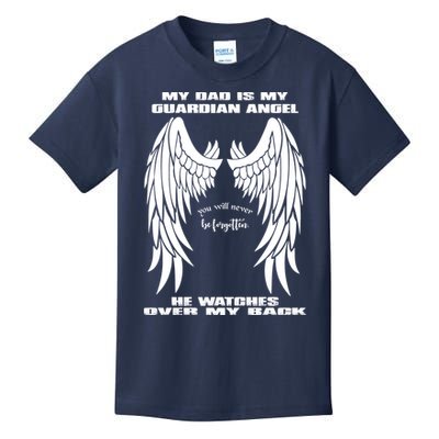 My Dad Is My Guardian Angel - Text on Back Kids T-Shirt