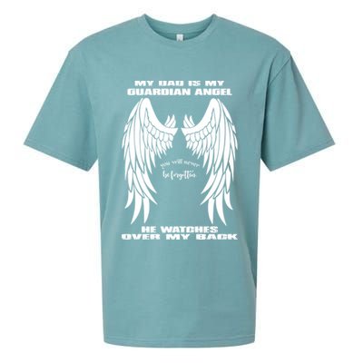My Dad Is My Guardian Angel - Text on Back Sueded Cloud Jersey T-Shirt