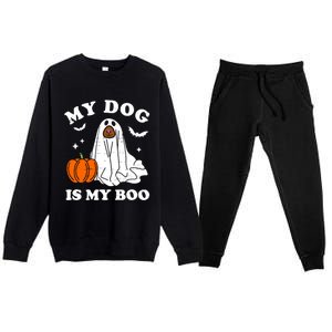 My Dog Is My Boo Halloween Funny Dog Owner Ghost Lover Great Gift Premium Crewneck Sweatsuit Set