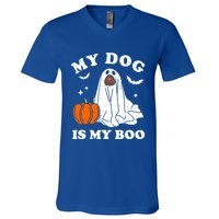 My Dog Is My Boo Halloween Funny Dog Owner Ghost Lover Great Gift V-Neck T-Shirt