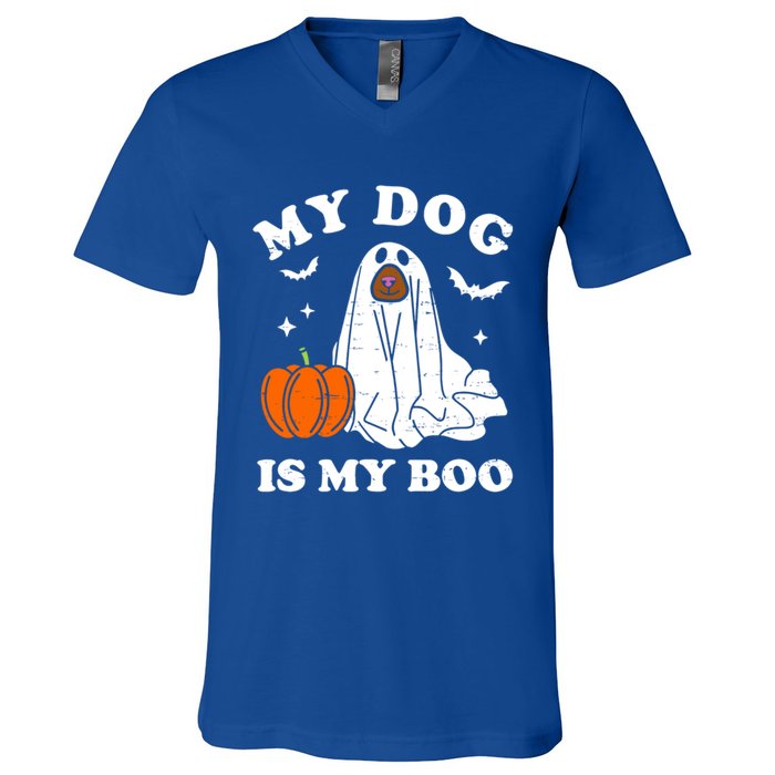 My Dog Is My Boo Halloween Funny Dog Owner Ghost Lover Great Gift V-Neck T-Shirt