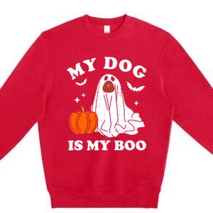 My Dog Is My Boo Halloween Funny Dog Owner Ghost Lover Great Gift Premium Crewneck Sweatshirt