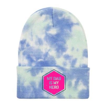 My Dad Is My Hero Father's Day Tie Dye 12in Knit Beanie