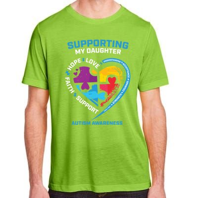 Mom Dad I Wear Blue Daughter Autism Awareness Puzzle Piece Great Gift Adult ChromaSoft Performance T-Shirt