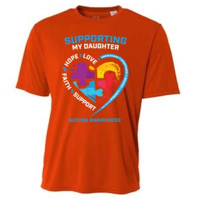 Mom Dad I Wear Blue Daughter Autism Awareness Puzzle Piece Great Gift Cooling Performance Crew T-Shirt