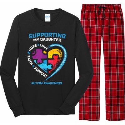 Mom Dad I Wear Blue Daughter Autism Awareness Puzzle Piece Great Gift Long Sleeve Pajama Set