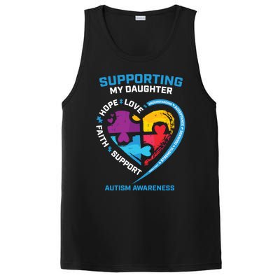 Mom Dad I Wear Blue Daughter Autism Awareness Puzzle Piece Great Gift PosiCharge Competitor Tank