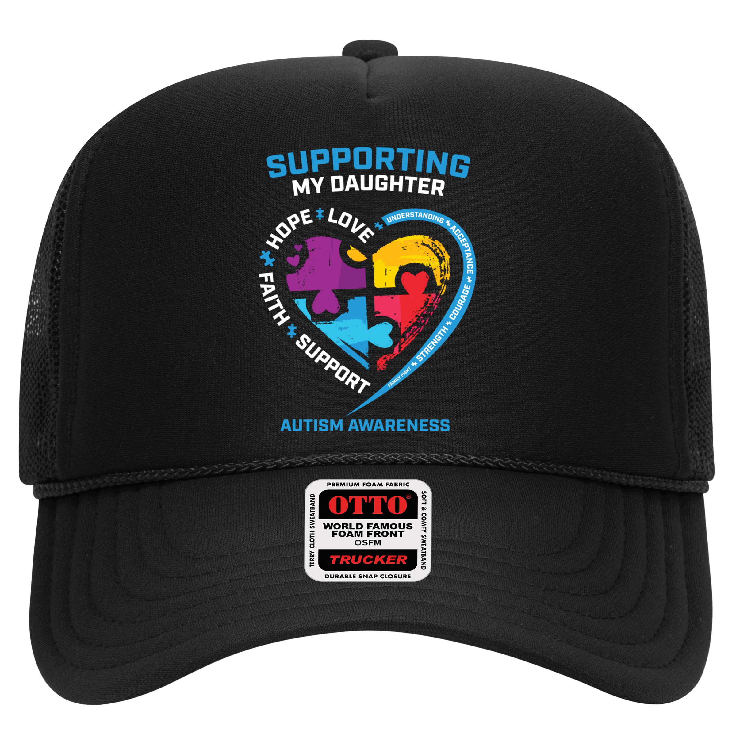 Mom Dad I Wear Blue Daughter Autism Awareness Puzzle Piece Great Gift Hat