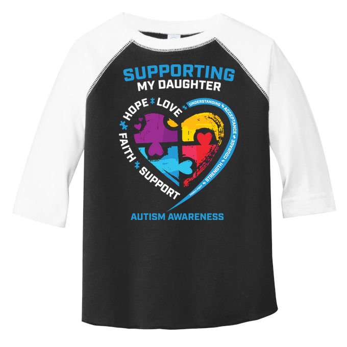 Mom Dad I Wear Blue Daughter Autism Awareness Puzzle Piece Great Gift Toddler Fine Jersey T-Shirt