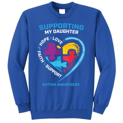 Mom Dad I Wear Blue Daughter Autism Awareness Puzzle Piece Great Gift Sweatshirt