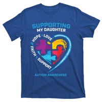 Mom Dad I Wear Blue Daughter Autism Awareness Puzzle Piece Great Gift T-Shirt