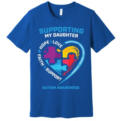 Mom Dad I Wear Blue Daughter Autism Awareness Puzzle Piece Great Gift Premium T-Shirt