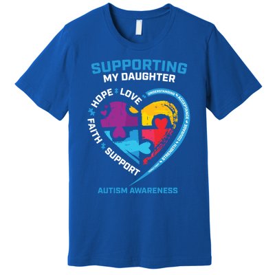 Mom Dad I Wear Blue Daughter Autism Awareness Puzzle Piece Great Gift Premium T-Shirt