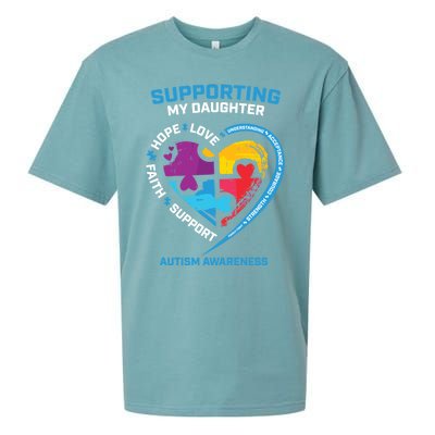 Mom Dad I Wear Blue Daughter Autism Awareness Puzzle Piece Great Gift Sueded Cloud Jersey T-Shirt