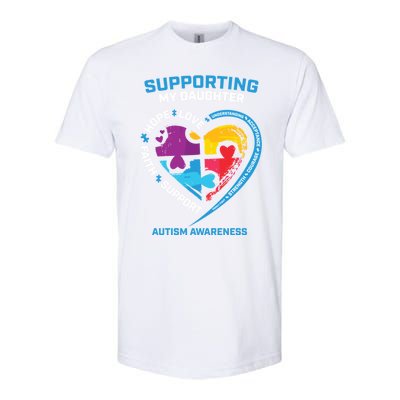 Mom Dad I Wear Blue Daughter Autism Awareness Puzzle Piece Great Gift Softstyle CVC T-Shirt