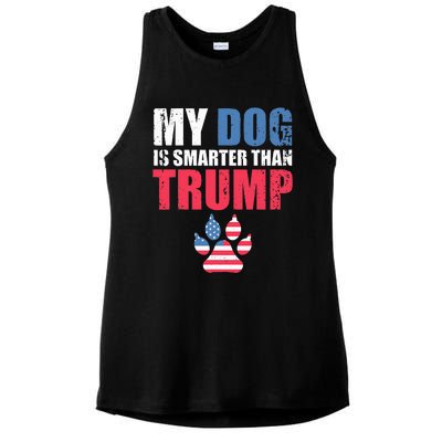 My Dog Is Smarter Than Your President Trump Funny Anti Trump Ladies PosiCharge Tri-Blend Wicking Tank