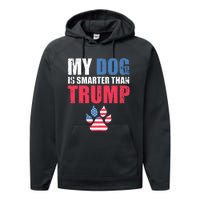 My Dog Is Smarter Than Your President Trump Funny Anti Trump Performance Fleece Hoodie