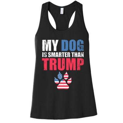 My Dog Is Smarter Than Your President Trump Funny Anti Trump Women's Racerback Tank