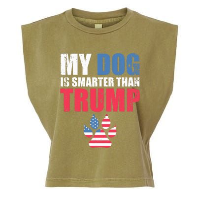 My Dog Is Smarter Than Your President Trump Funny Anti Trump Garment-Dyed Women's Muscle Tee