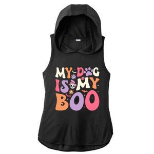 My Dog Is My Boo Halloween Funny Groovy Dog Halloween Gift Ladies PosiCharge Tri-Blend Wicking Draft Hoodie Tank