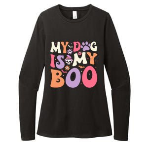 My Dog Is My Boo Halloween Funny Groovy Dog Halloween Gift Womens CVC Long Sleeve Shirt