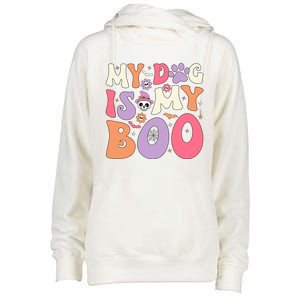 My Dog Is My Boo Halloween Funny Groovy Dog Halloween Gift Womens Funnel Neck Pullover Hood