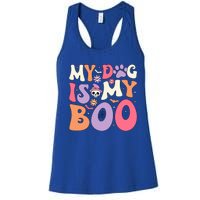 My Dog Is My Boo Halloween Funny Groovy Dog Halloween Gift Women's Racerback Tank