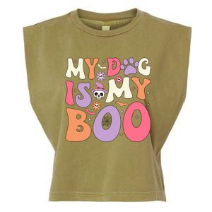 My Dog Is My Boo Halloween Funny Groovy Dog Halloween Gift Garment-Dyed Women's Muscle Tee