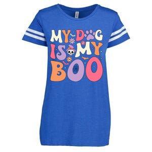 My Dog Is My Boo Halloween Funny Groovy Dog Halloween Gift Enza Ladies Jersey Football T-Shirt