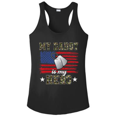 My Daddy Is My Hero Military Dad American Flag Army Proud Ar Ladies PosiCharge Competitor Racerback Tank
