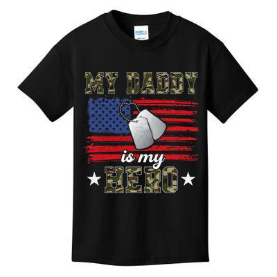 My Daddy Is My Hero Military Dad American Flag Army Proud Ar Kids T-Shirt