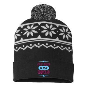 My Dad Is My Hero | Father's Day Quote USA-Made Snowflake Beanie