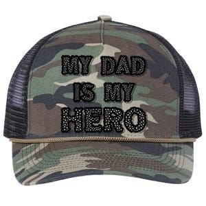 My Dad Is My Hero | Father's Day Typo Retro Rope Trucker Hat Cap