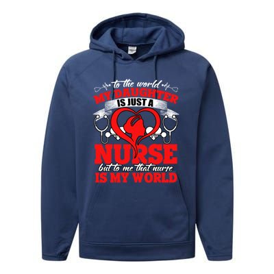 My Daughter Is A Nurse Proud To Be A Nurse's Mom Gift Performance Fleece Hoodie