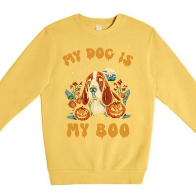 My Dog Is My Boo Halloween Pumpkin Basset Hound Halloween Cute Gift Premium Crewneck Sweatshirt